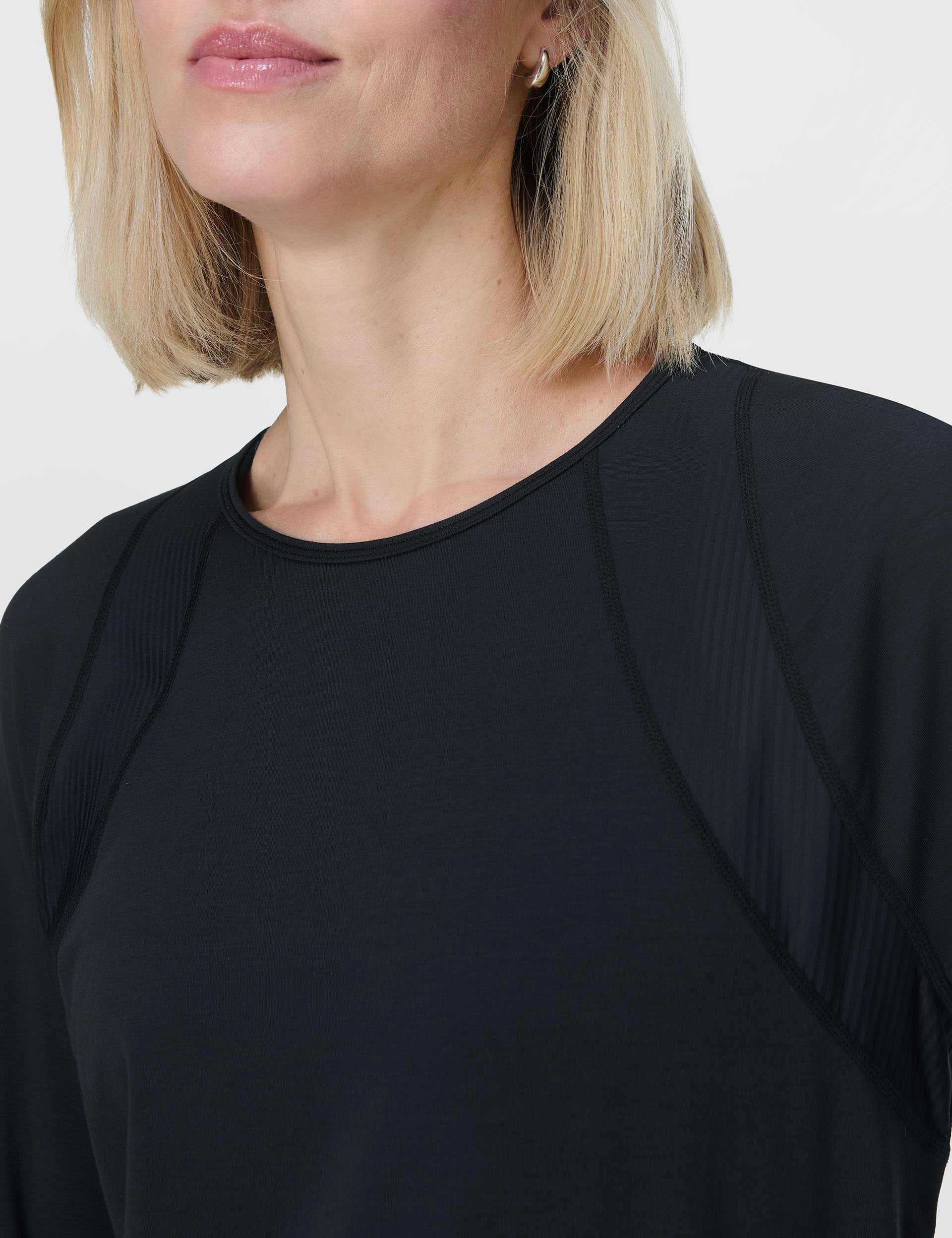 Breathe Easy Mesh Long Sleeve Top - Black BalancedDrape