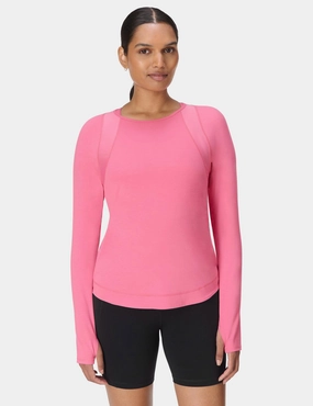 Antibacterial lining Stylish Look Breathe Easy Mesh Long Sleeve Top - Lollipop Pink