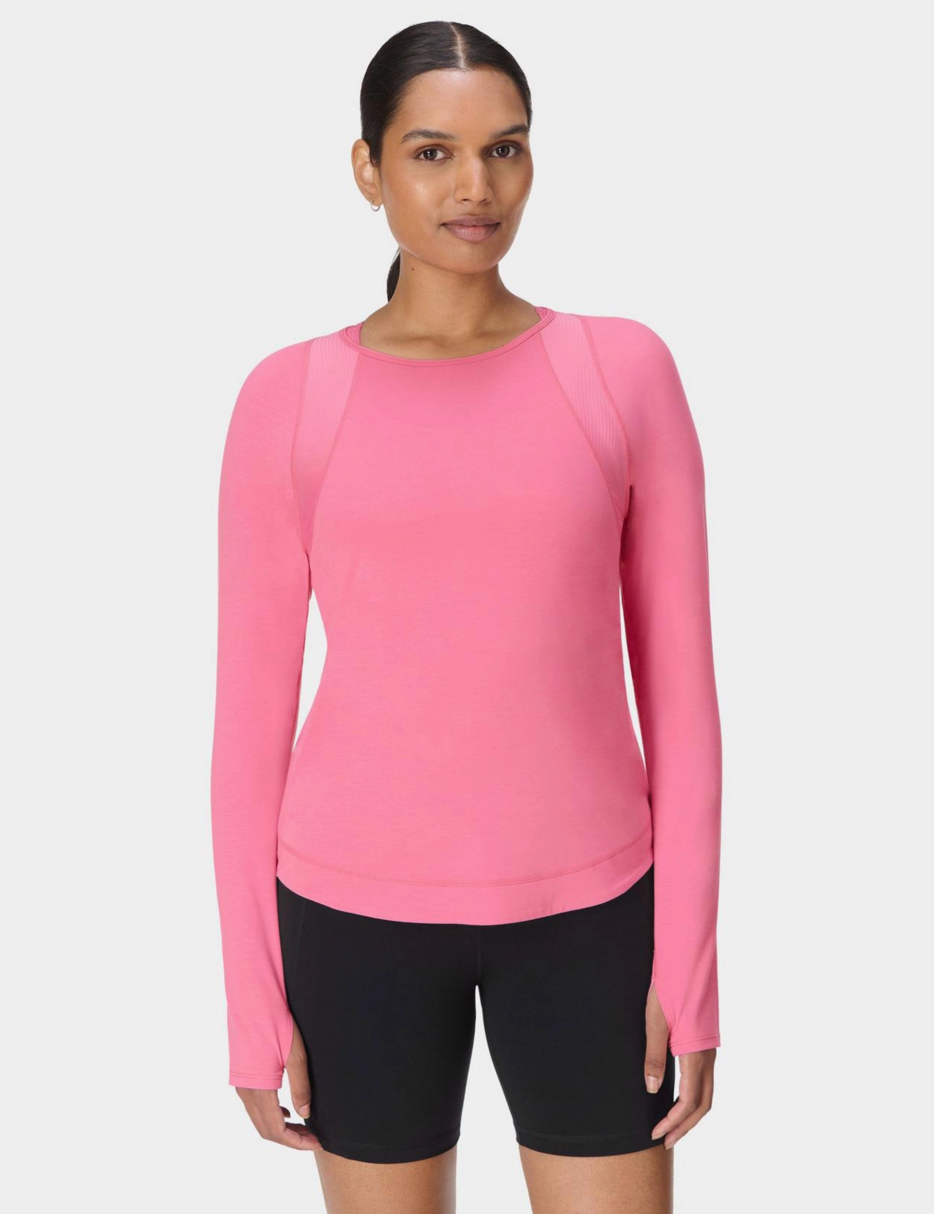 Antibacterial lining Stylish Look Breathe Easy Mesh Long Sleeve Top - Lollipop Pink