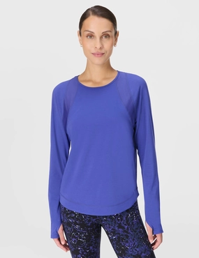Breathe Easy Mesh Long Sleeve Top - Rich Blue Wrinklefree