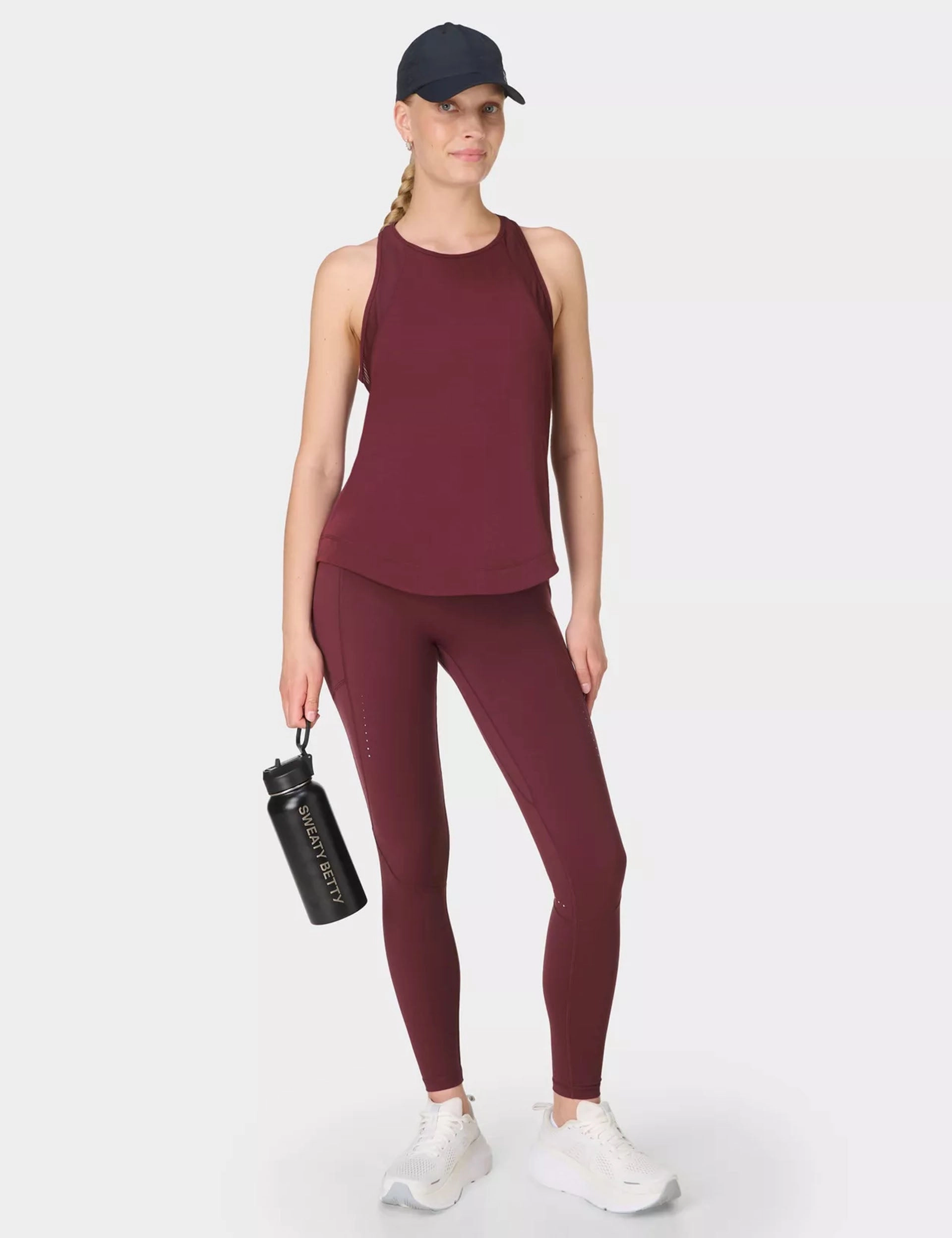 Breathe Easy Mesh Run Vest Top - Garnet Red V Neckline Options Odor Control Technology