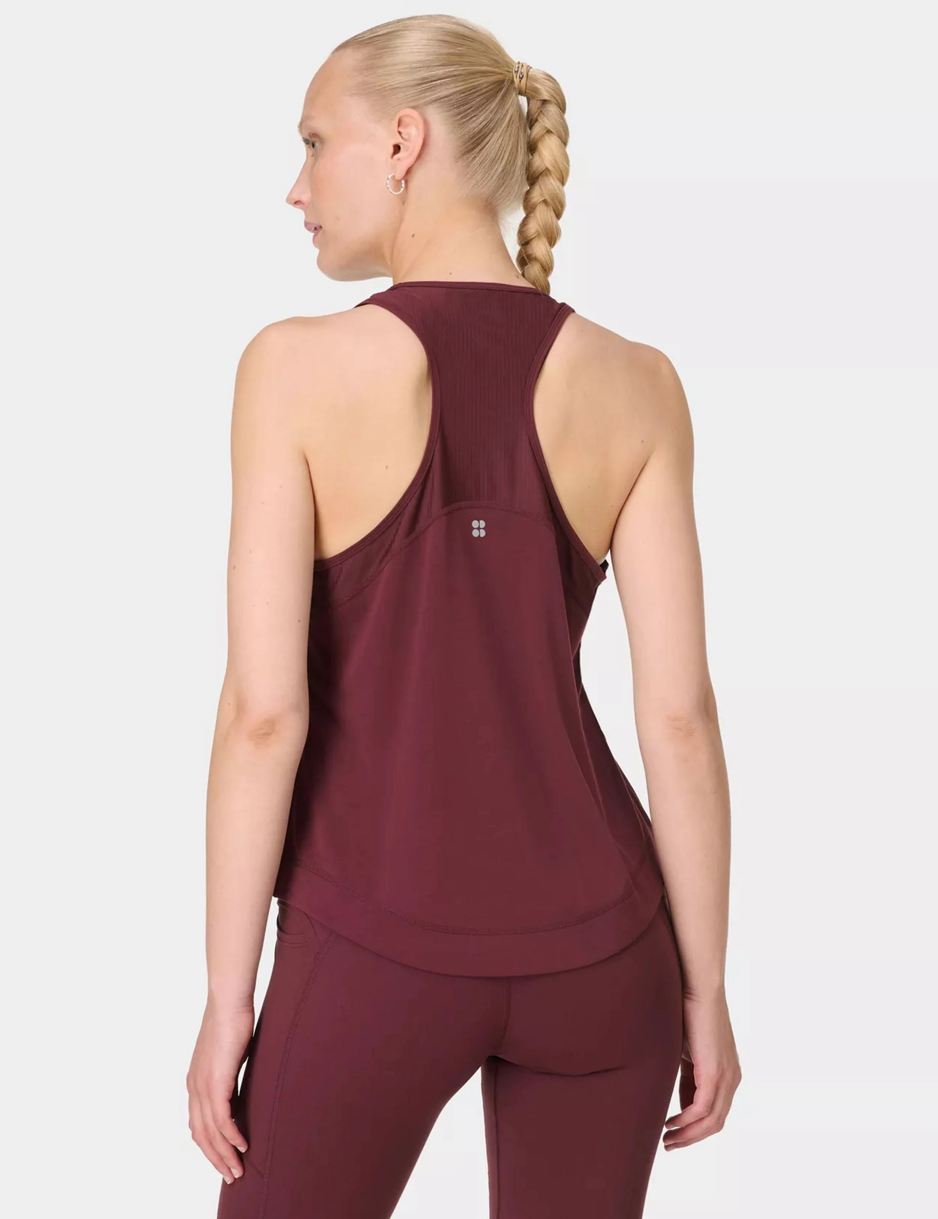 middle aged users Layered Hem Breathe Easy Mesh Run Vest Top - Garnet Red