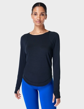 Breathe Easy Running Long Sleeve Top - Black Balance Core Data Mode