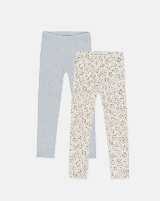 Rylee & Cru Ribbed Legging Set - Blue Ditsy, Light Blue Denim items for children Baggy