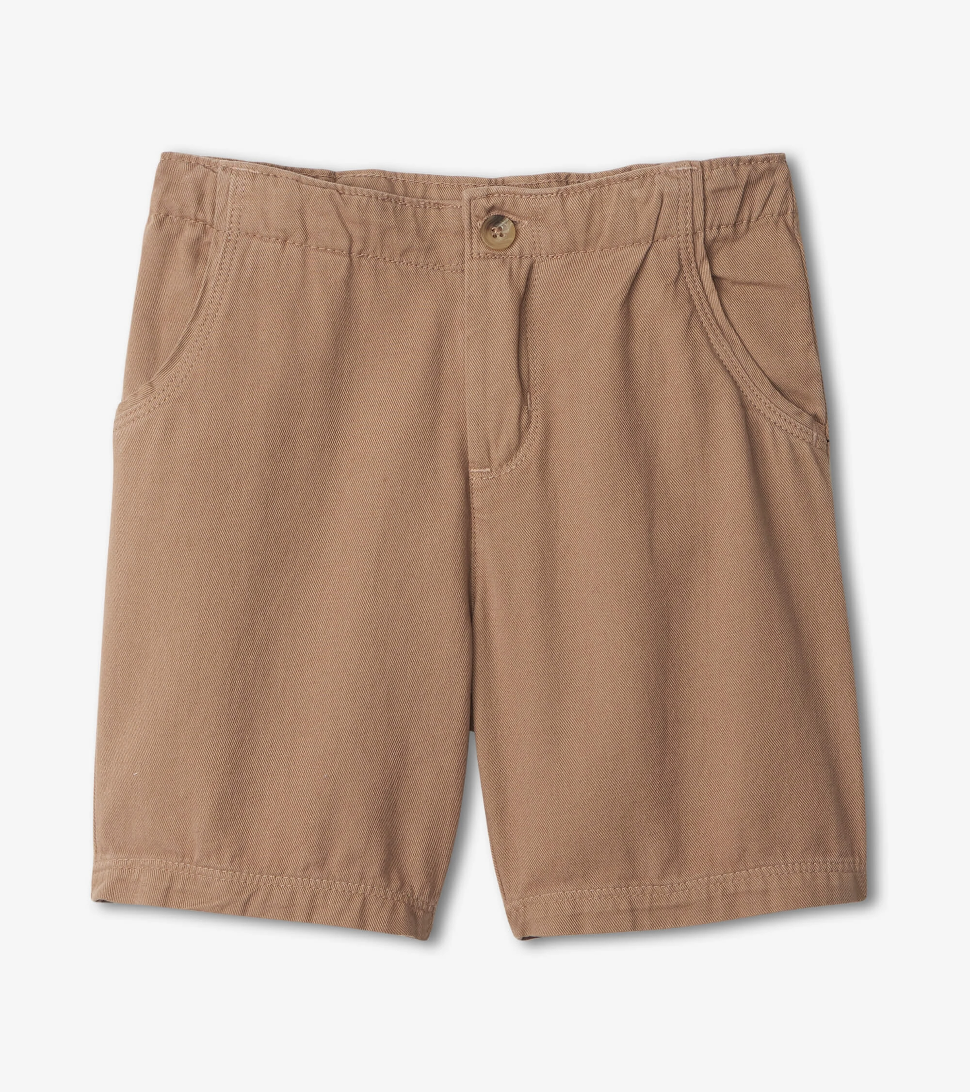 Soft kids' fabrics Embroidered Hatley Twill Shorts - Khaki