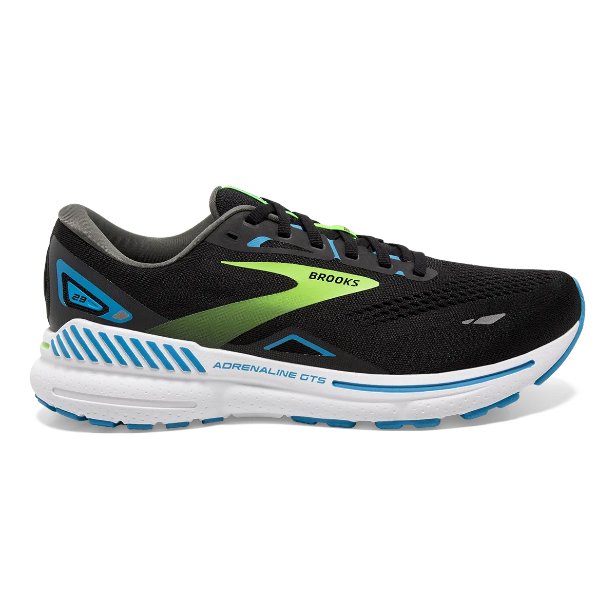 Asymmetric Lace Guide Single - layer Brooks Adrenaline GTS 23 - Black - Hawaiian Ocean - Green