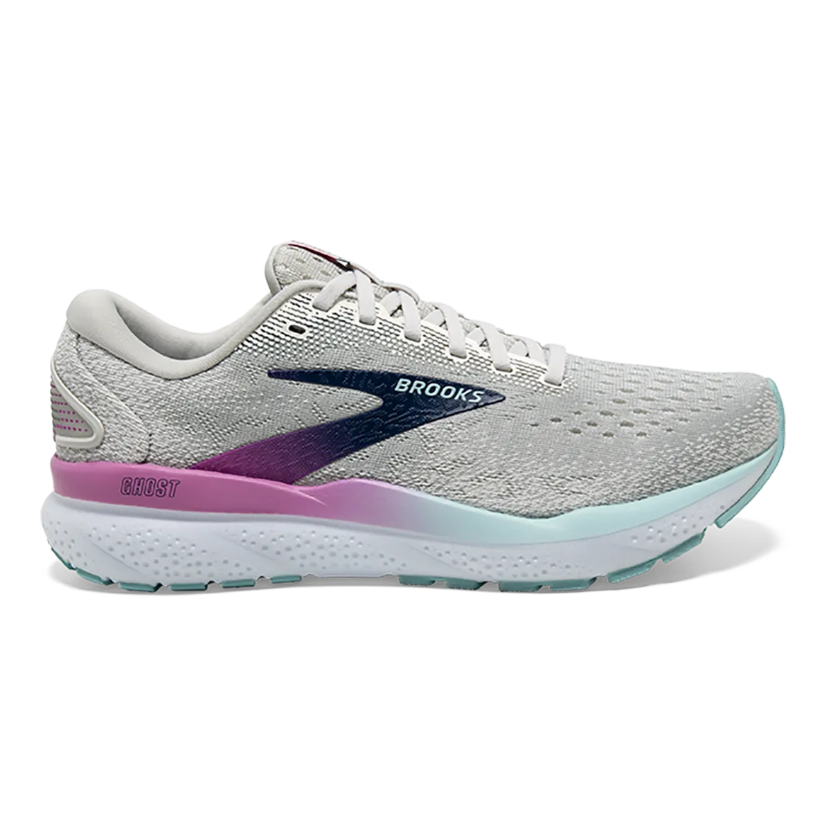 Brooks Ghost 16 - White - Grey - Estate Blue Advanced Flexibility