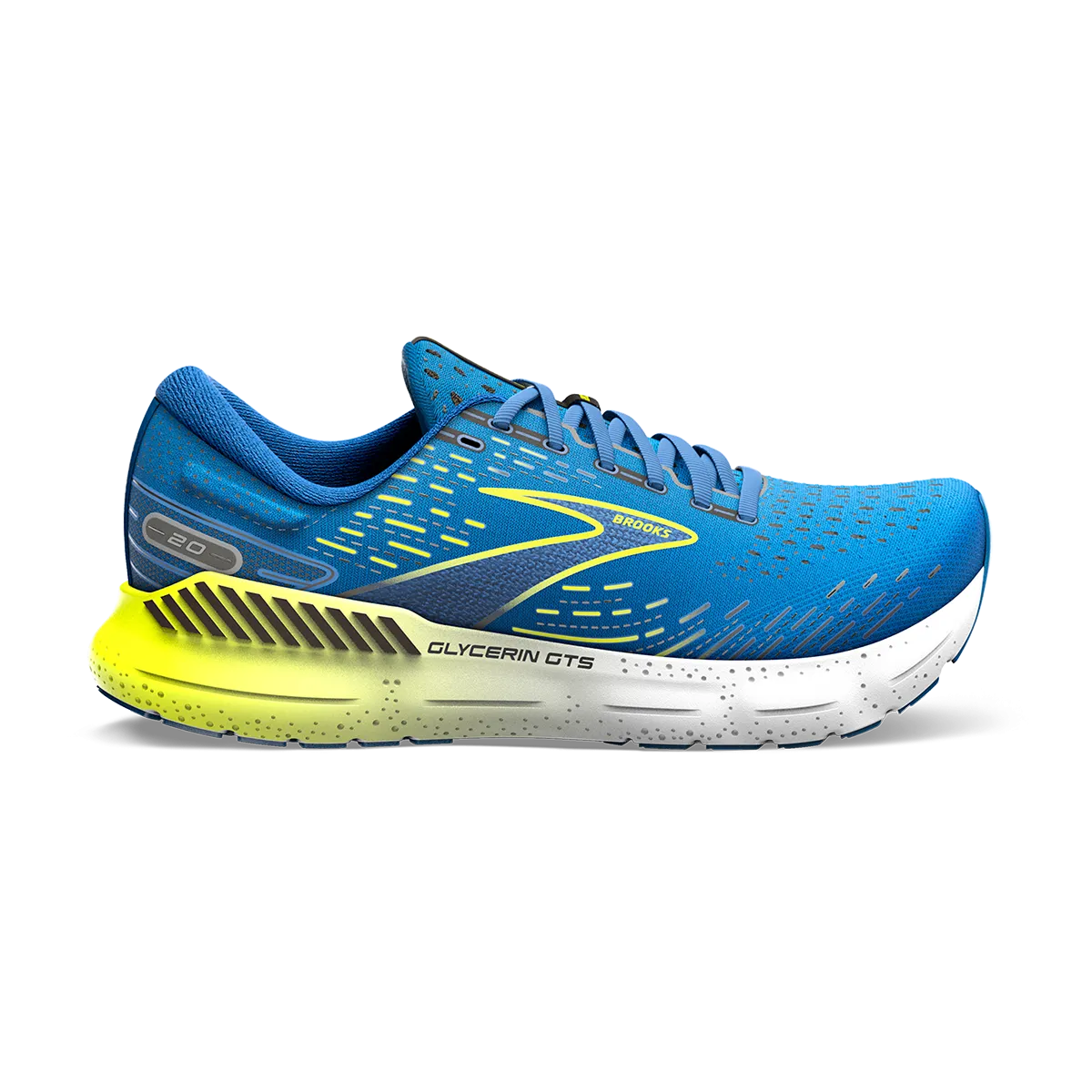 cross - country versatility rigid upper shoes Brooks Glycerin GTS 20 - Blue - Nightlife - White