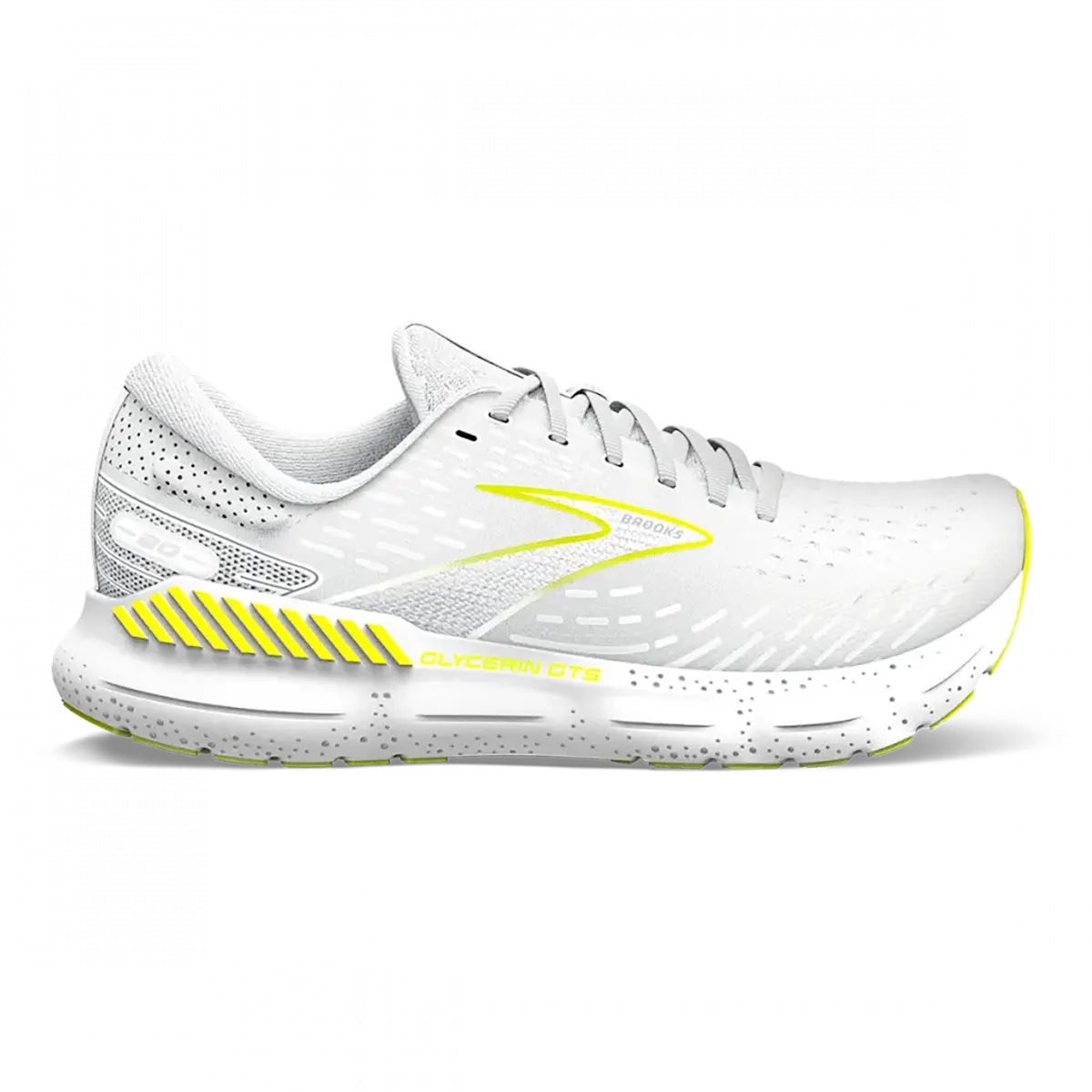 Natural Foot Strike running in the rain Brooks Glycerin GTS 20 - White - Nightlife
