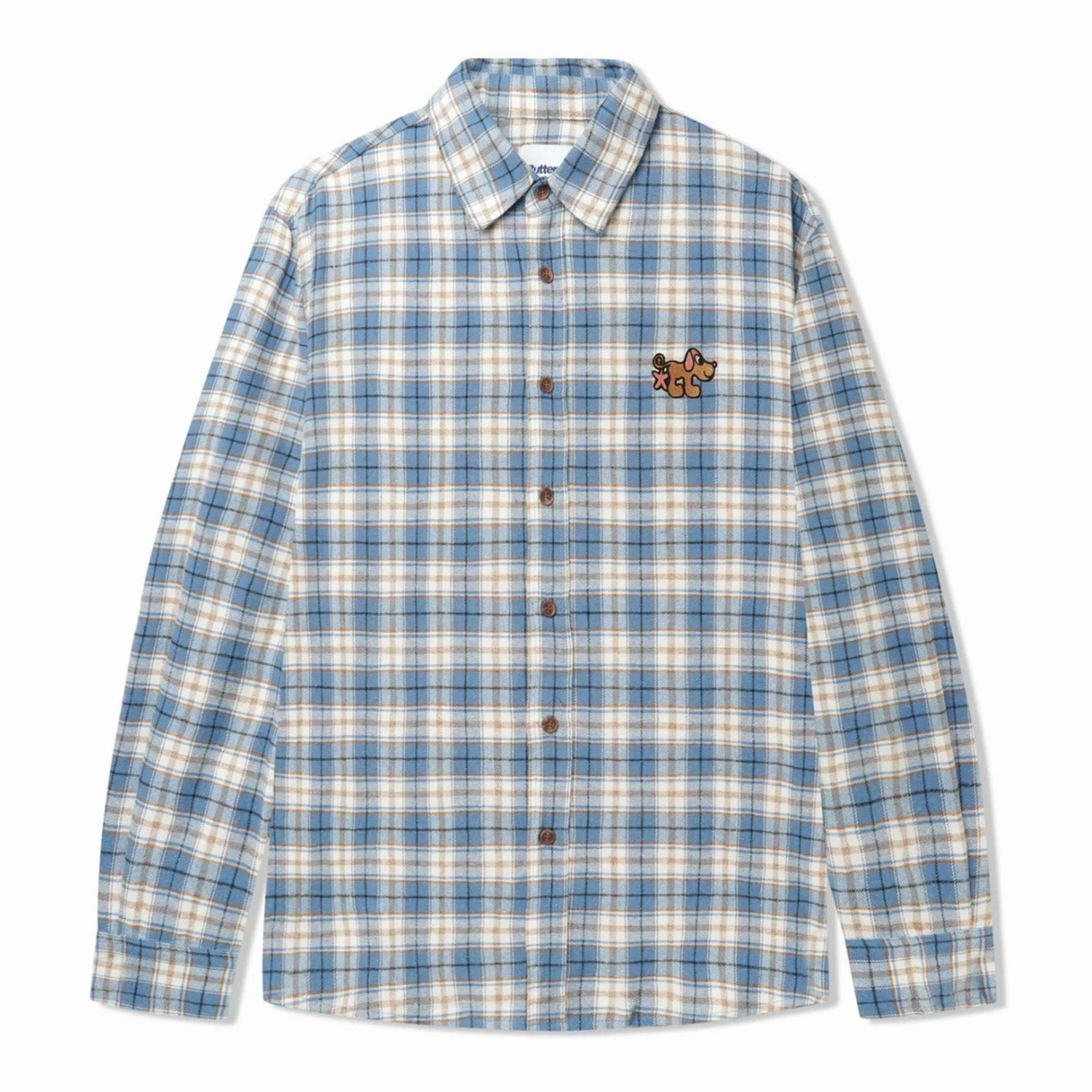 Sustainable Manufacturing Buttergoods Pooch Flannel Shirt 'Sky Blue'