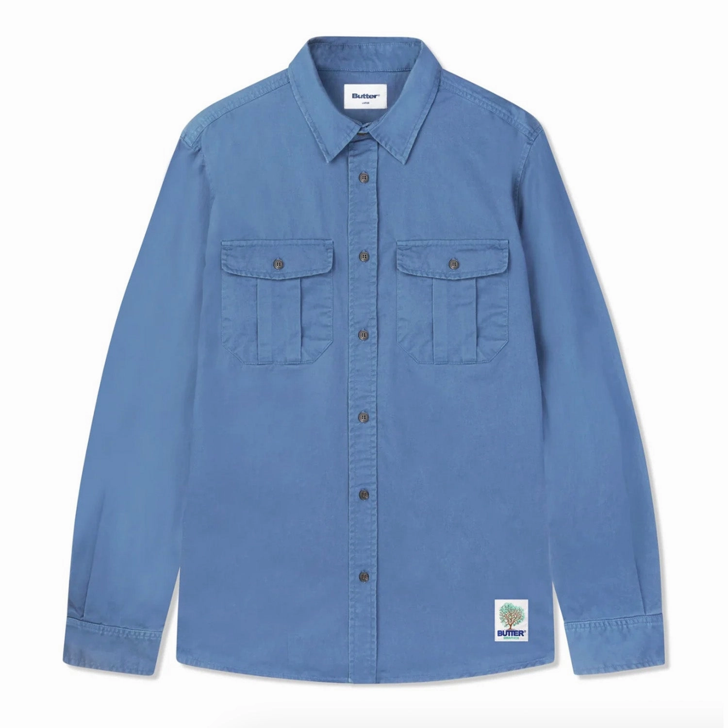 Buttergoods Washed Pocket L/S Shirt 'Pacific' Poise Fit Planet Glow