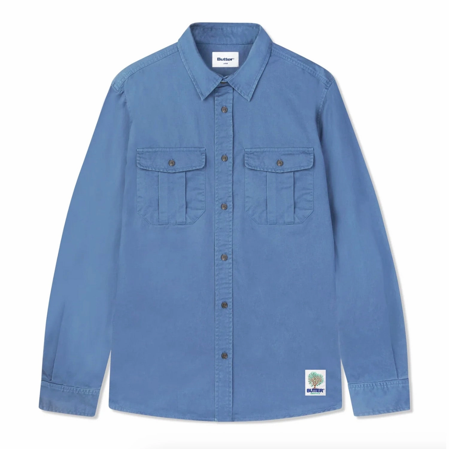 Buttergoods Washed Pocket L/S Shirt 'Pacific' Repair Fit Reinforced Stress Points