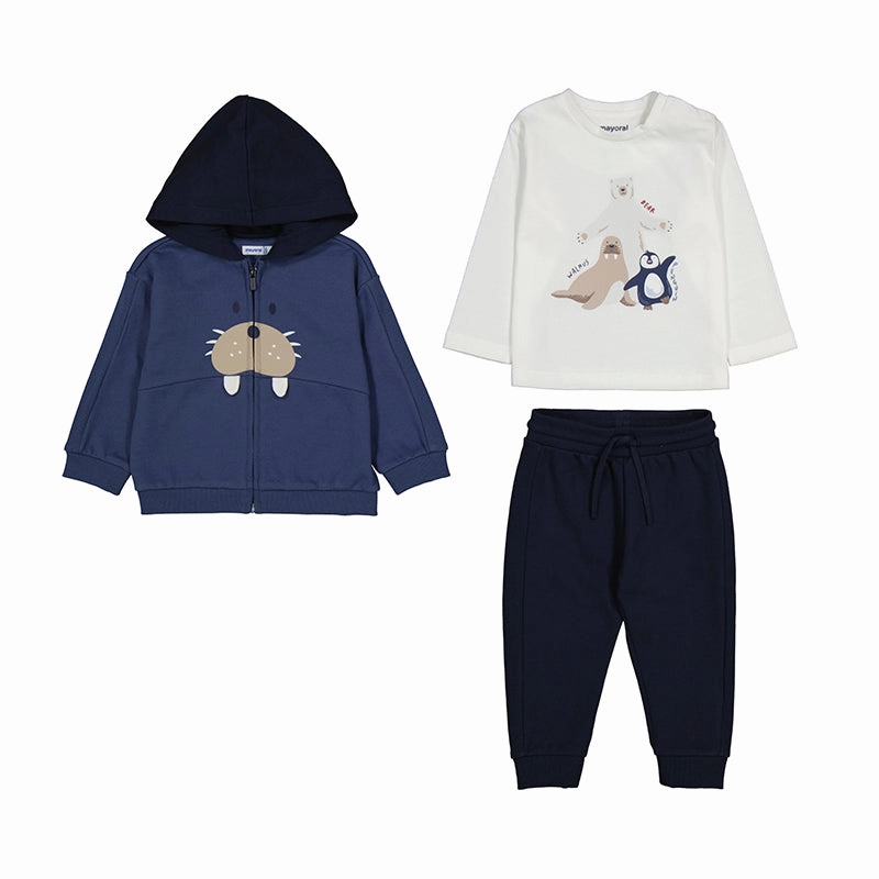 Mayoral 3pc Combined Tracksuit - Blue Whale Animal print clothes for children