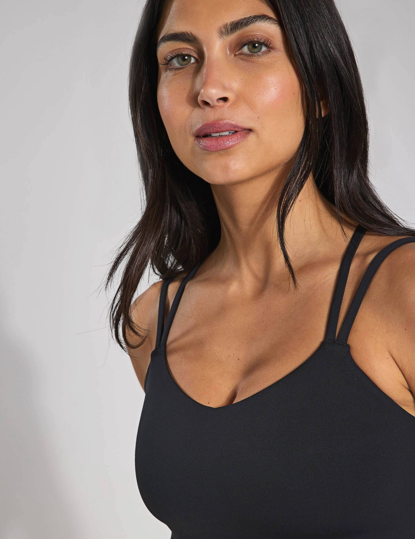 Embroidered edges Polyester fabric Noah Strappy Bra - Black