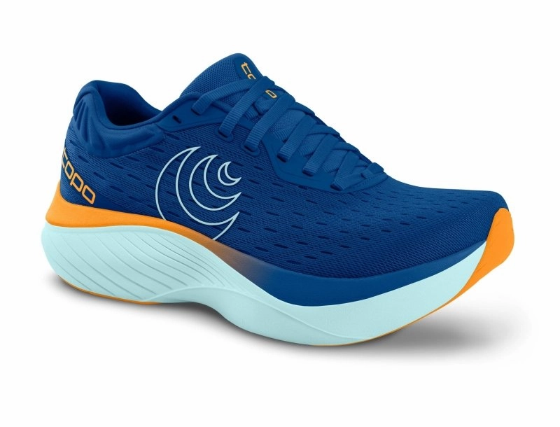 challenging Topo Athletic Men's Atmos - Blue/Orange