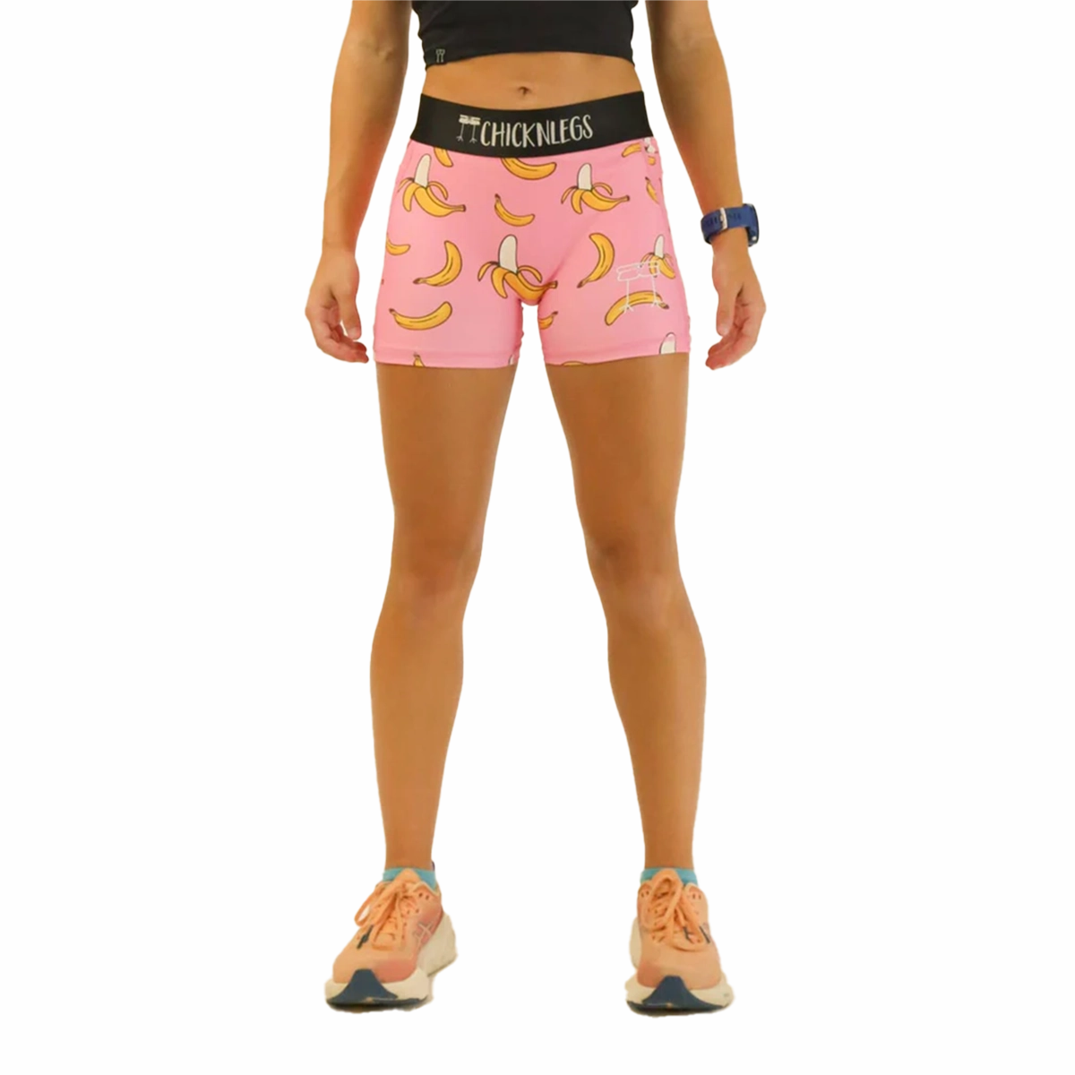 ChicknLegs 3" Compression Shorts Pink Bananas warm glow