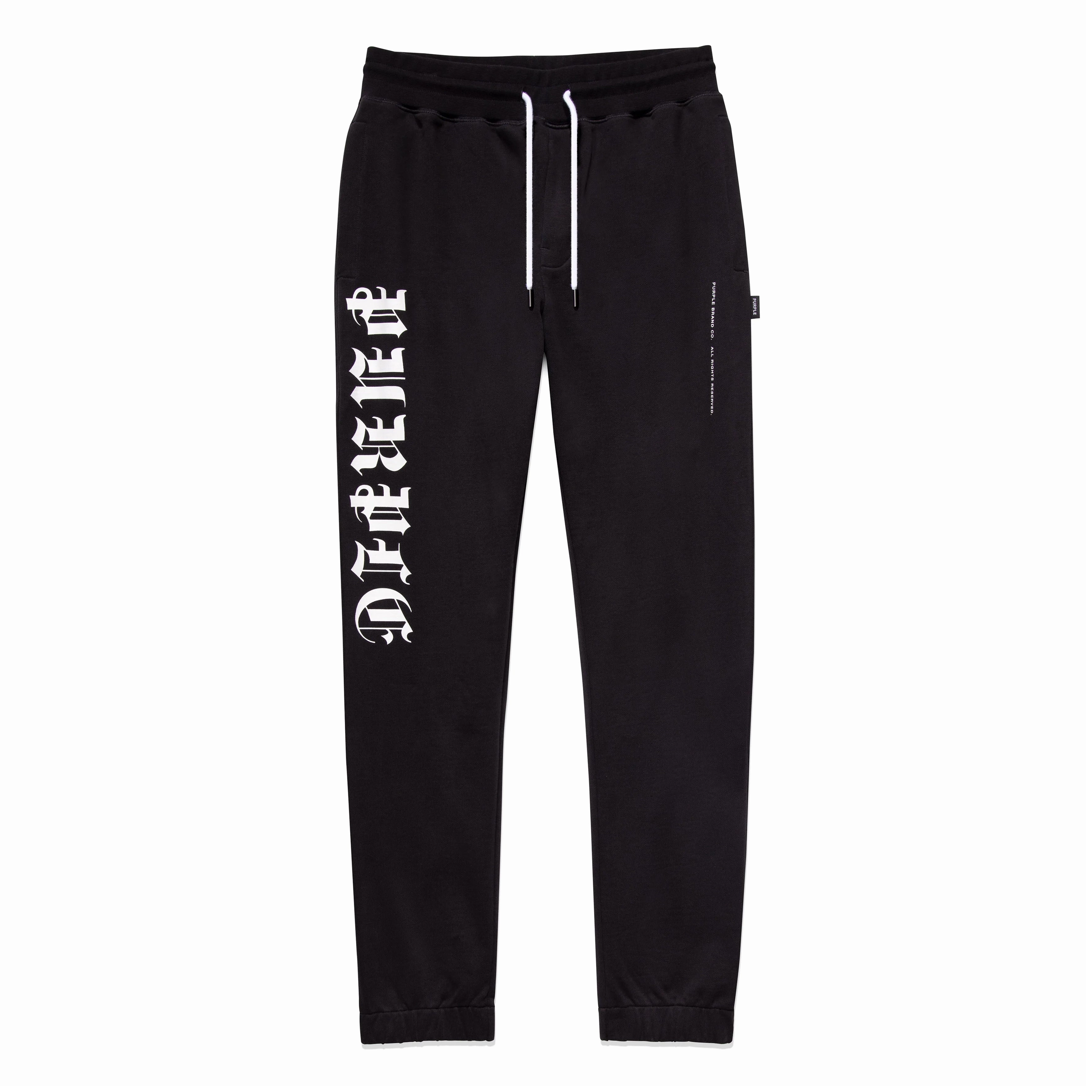 Couple Look HighVisibility Trim Purple Brand P412 Gothic Wordmark French Terry Sweatpant 'Black'