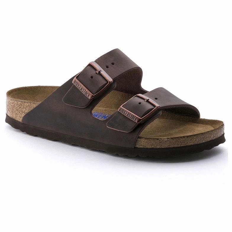Light Fabric Birkenstock Arizona Soft Footbed - Habana Oiled Leather