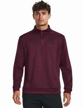 Breathable fabric Armour Fleece 1/4 Zip - Dark Maroon/Black