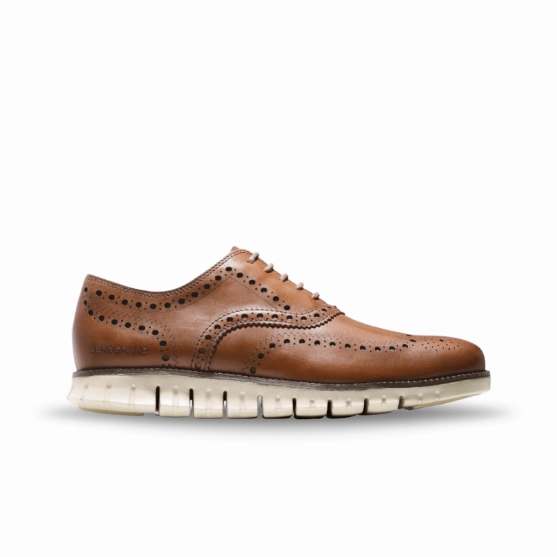 Wave Core Cole Haan Men's Zerogrand Wingtip C14493 - British Tan
