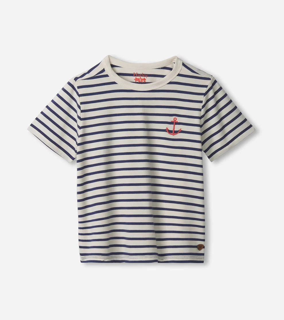 youth clothing Fitted Hatley Bamboo Tee - Blue Indigo Stripe