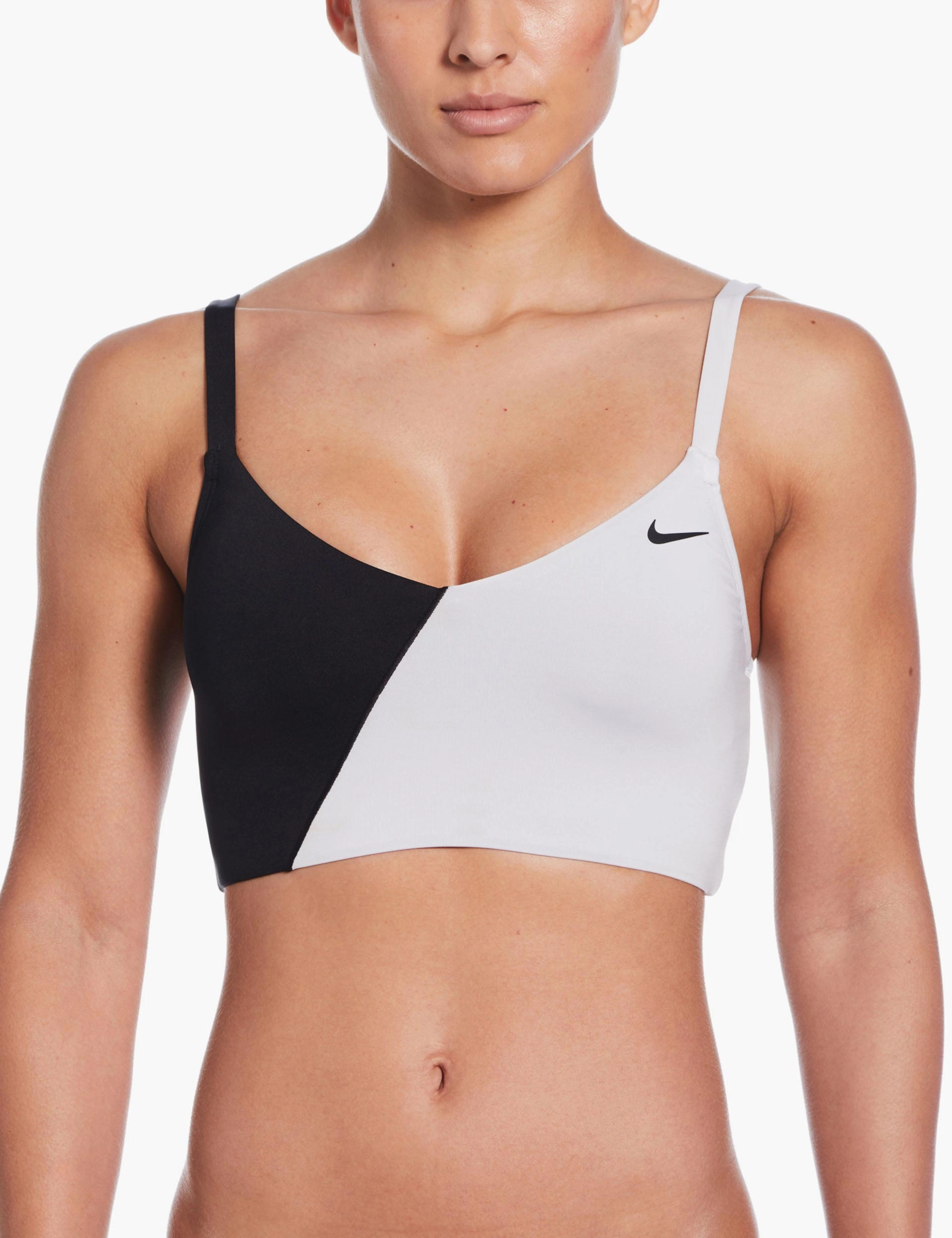 Colour Block V-Neck Midkini - Black StretchableMaterial Polish Core