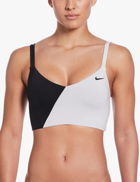 Colour Block V-Neck Midkini - Black StretchableMaterial Polish Core