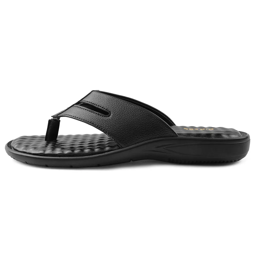 Coolers Black Casual Slipper For Men HML-2E By Liberty Ultra Lightweight Frame Present