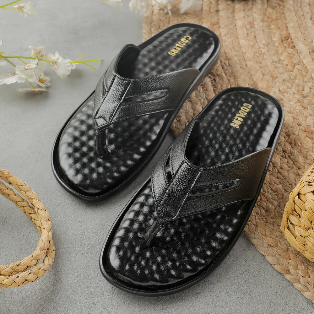 Coolers Black Casual Slipper For Men HML-2E By Liberty safety accessories Comfortable Forefoot