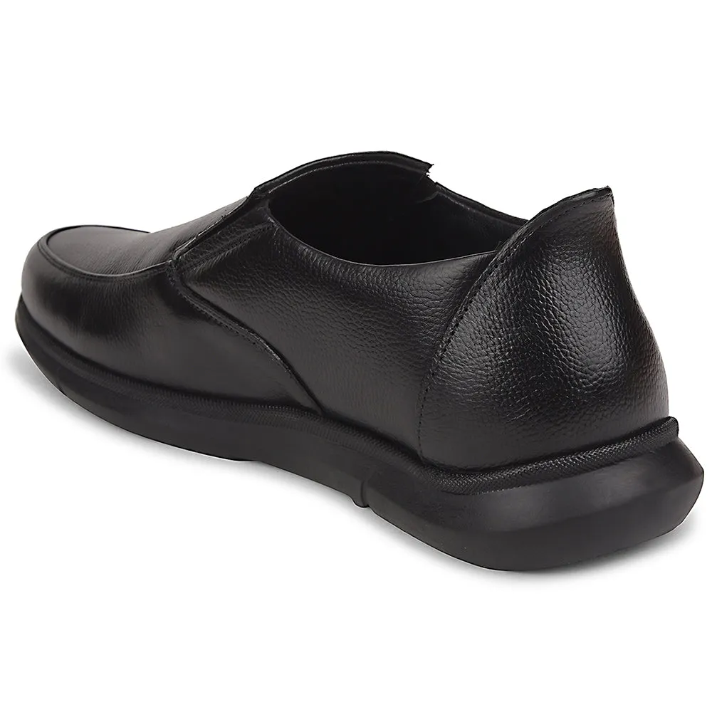 Healers Black Formal Non Lacing Moccasins For Men SCL-1 By Liberty Micro Adjust Straps