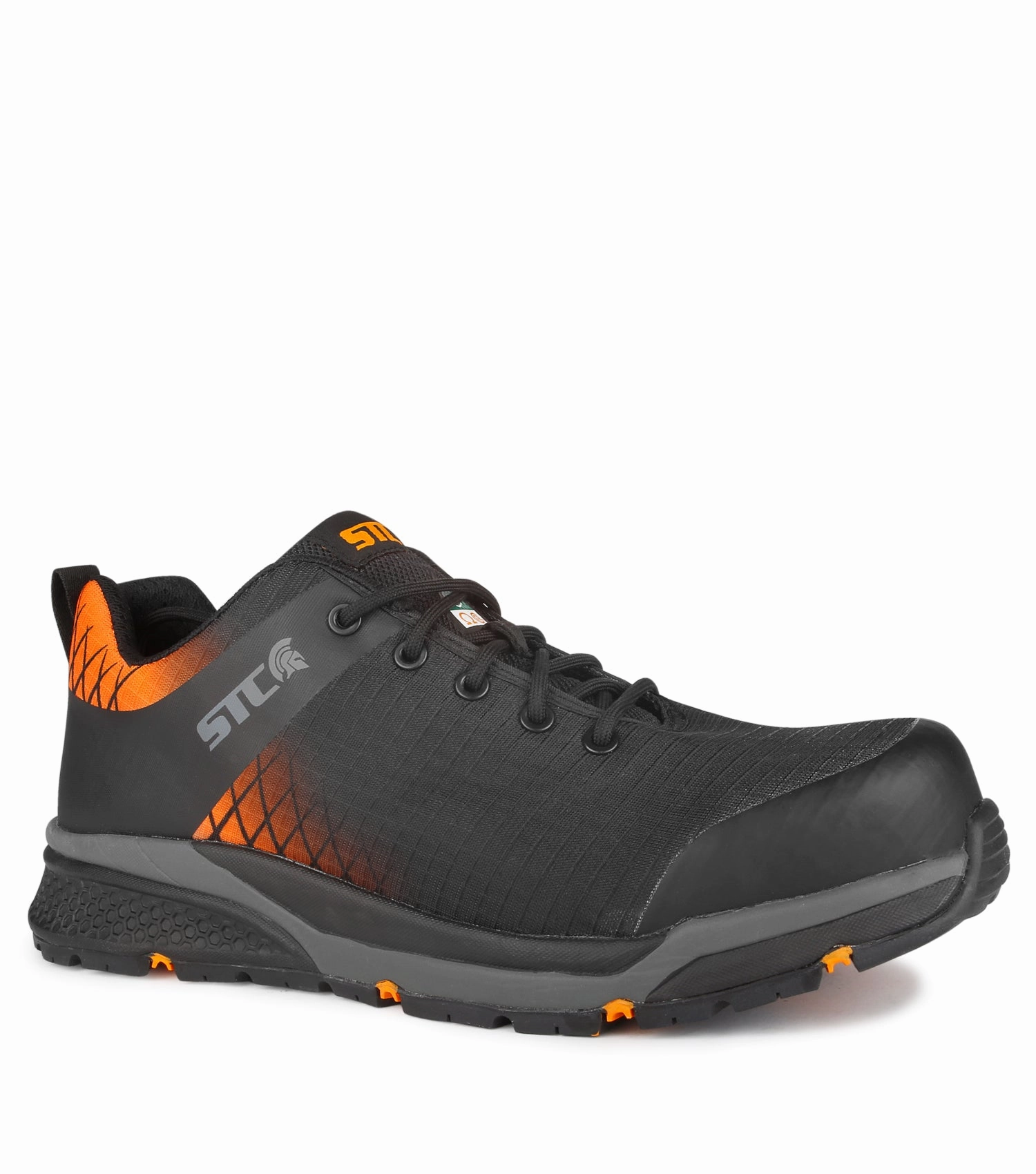 Pressure Relief Inserts Trainer, Black & Orange | Athletic Metal Free Lightweight Work Shoes