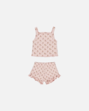 Quincy Mae Evie Tank & Shortie Set - Roses Unisex kids' clothing
