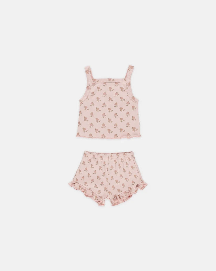 Quincy Mae Evie Tank & Shortie Set - Roses Unisex kids' clothing