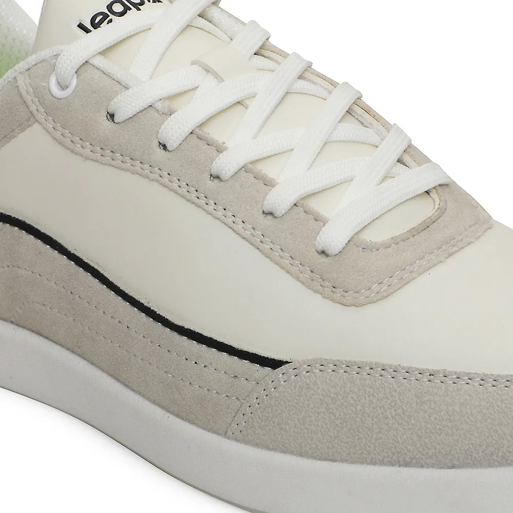 Midfoot Lockdown System Leap7x White Casual Lacing Sneakers For Men CLASTO-2E By Liberty