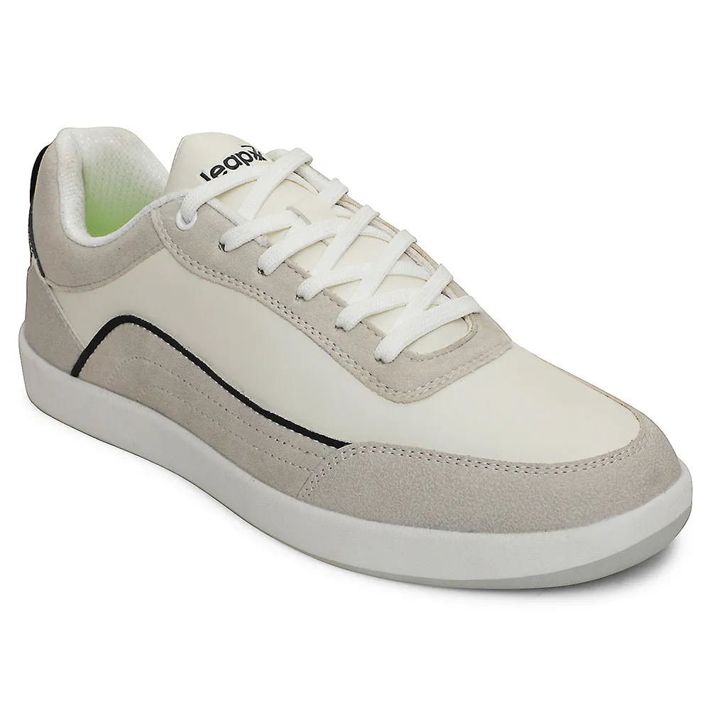 Leap7x White Casual Lacing Sneakers For Men CLASTO-2E By Liberty Track spikes alternative synthetic upper versatility
