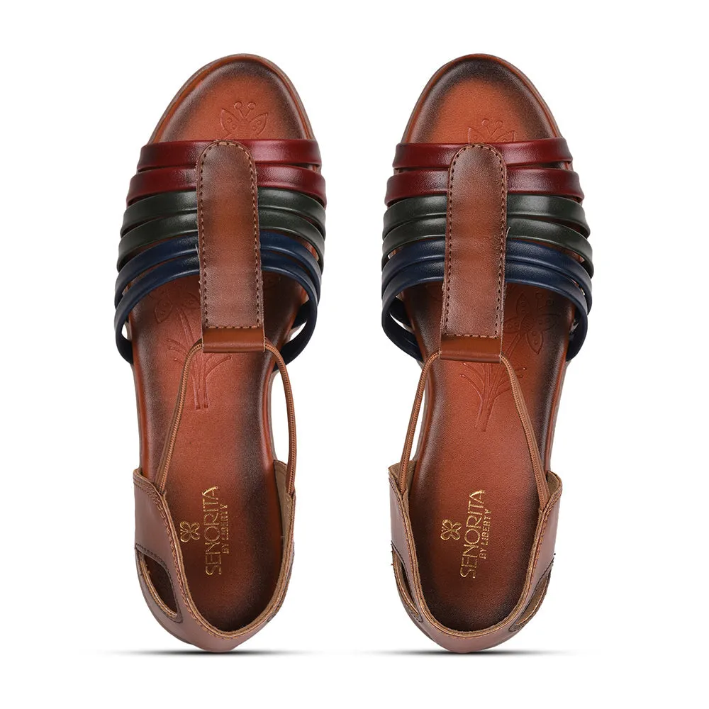 rainbow - design shoes foot - comfort Senorita Casual (Tan) Sandals For Women CH-127 By Liberty