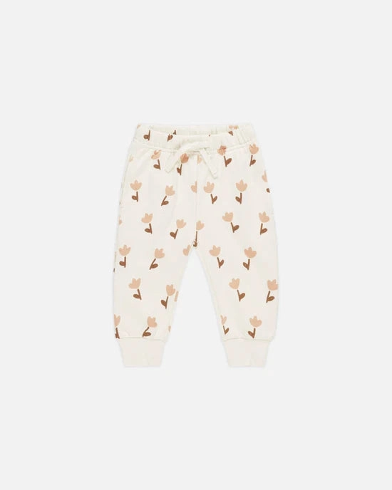 Quincy Mae Relaxed Fleece Sweat Pants - Tulips Wrinkle - free Yoga wear for children