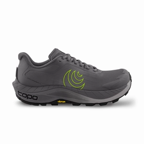 wide - fit dry - weather Topo Athletic Men's MTN Racer 4 - Gray/Lime
