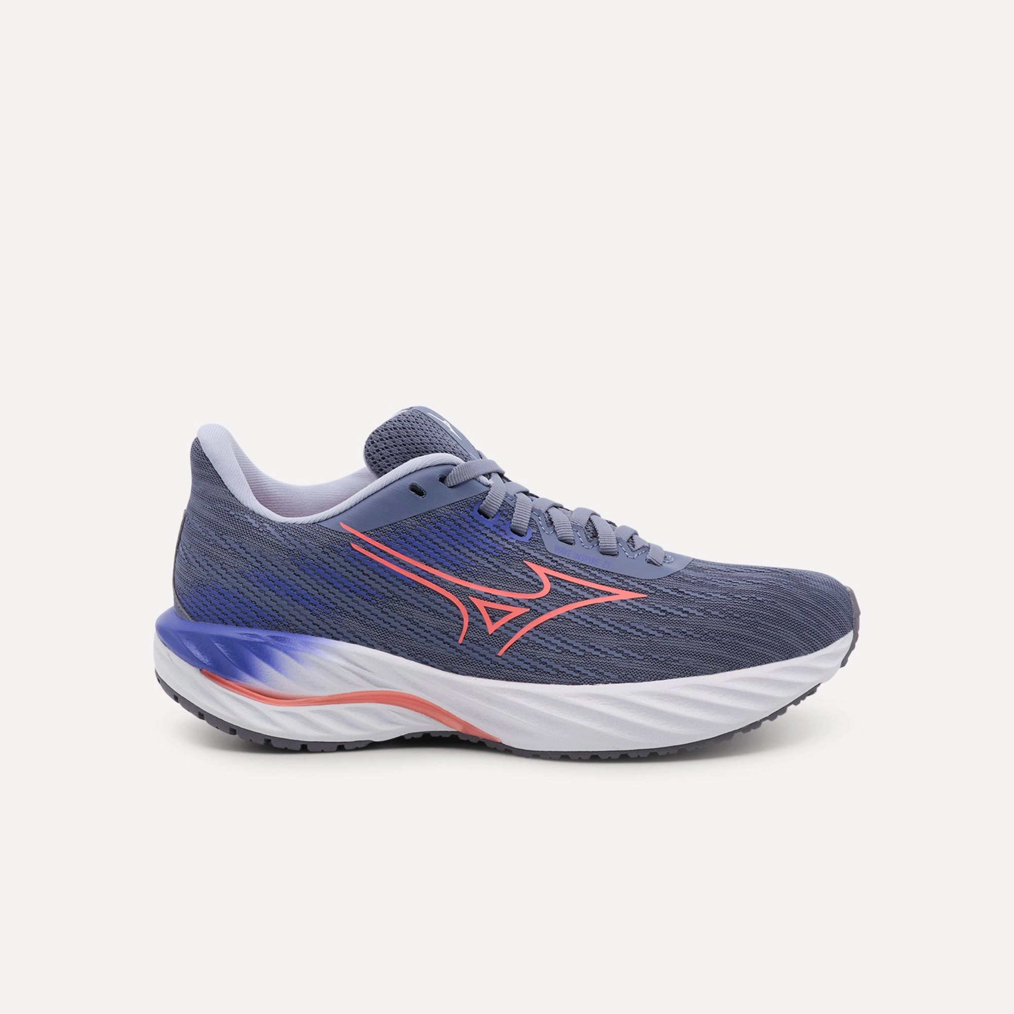 sprinting Mizuno Wave Inspire 21 Blue Granite / Striking Coral / Iris Blue Womens
