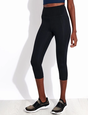 Minimal Design Compressive High Waisted Capri Legging - Black