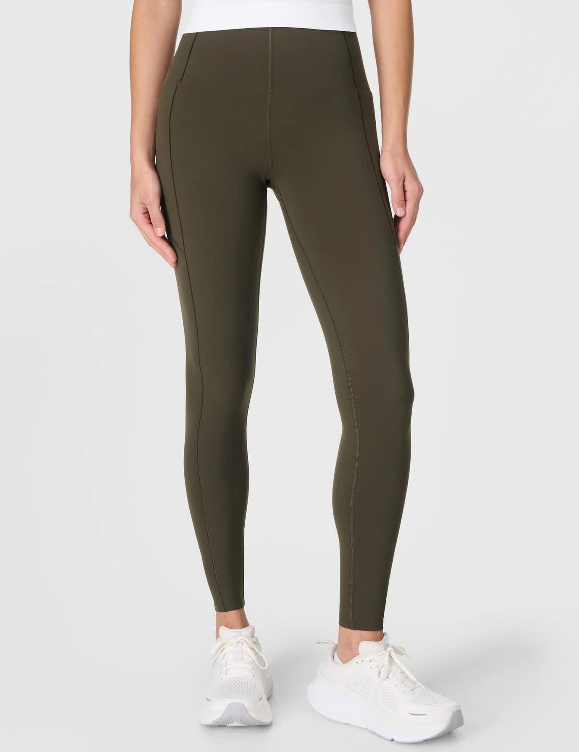 Power UltraSculpt High Waisted Gym Leggings - Nori Green LowMaintenance Material GridTexture