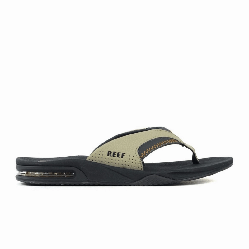 Reef Men's Fanning Flip Flops - Olive/Sudan Antibacterial Finish Simple Top