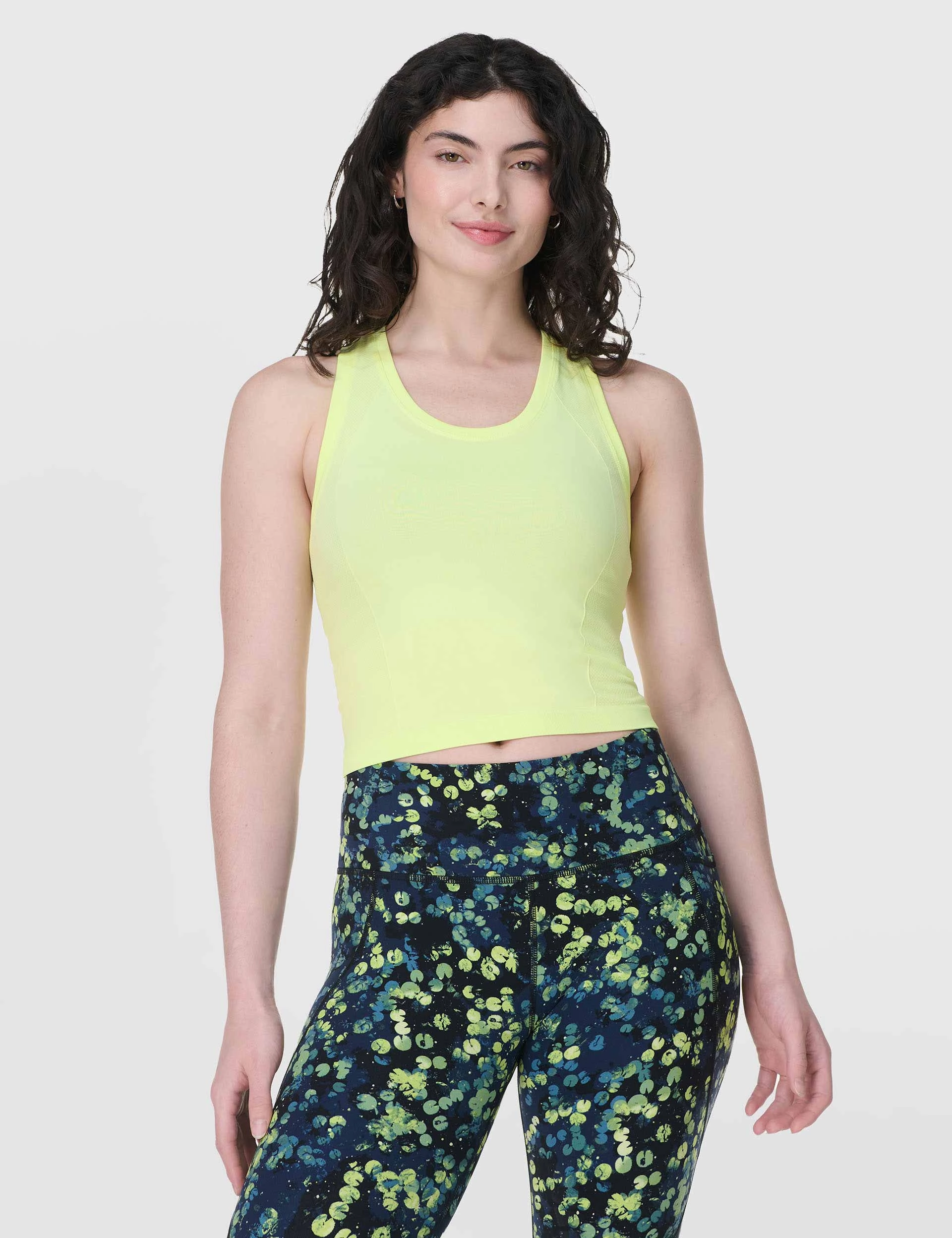 Athlete Crop Seamless Gym Vest - Pomelo Green Halo Glow