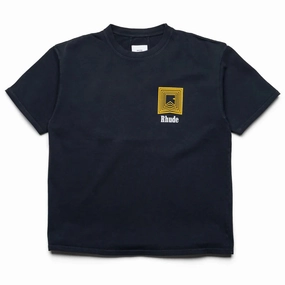 Rhude Chevron Logo Repeat tee 'Black' Ethical Mode Spirit Glow