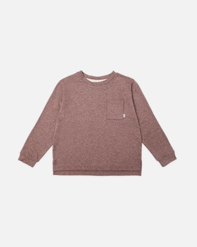 Washable kids' apparel Elastic Rylee & Cru Long Sleeve Pocket Tee - Heathered Burgundy