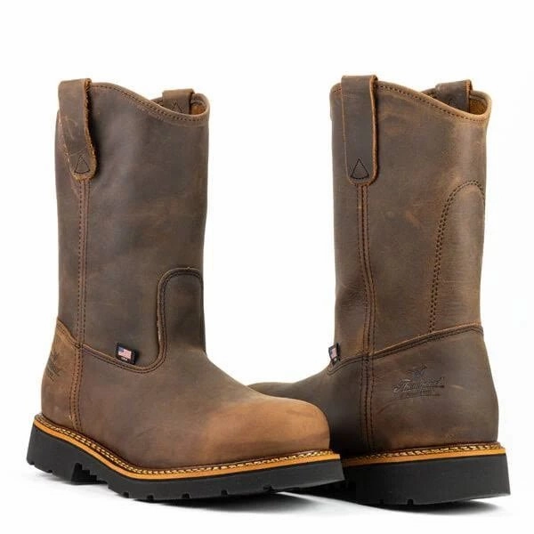 AbrasionResistantThread Thorogood 11" Steel Toe Wellingtons 804-3310 - Crazyhorse Brown