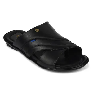 Coolers Black Casual Flat Sandal For Men SENTOS-1 By Liberty Shock Resistance athletes' choice