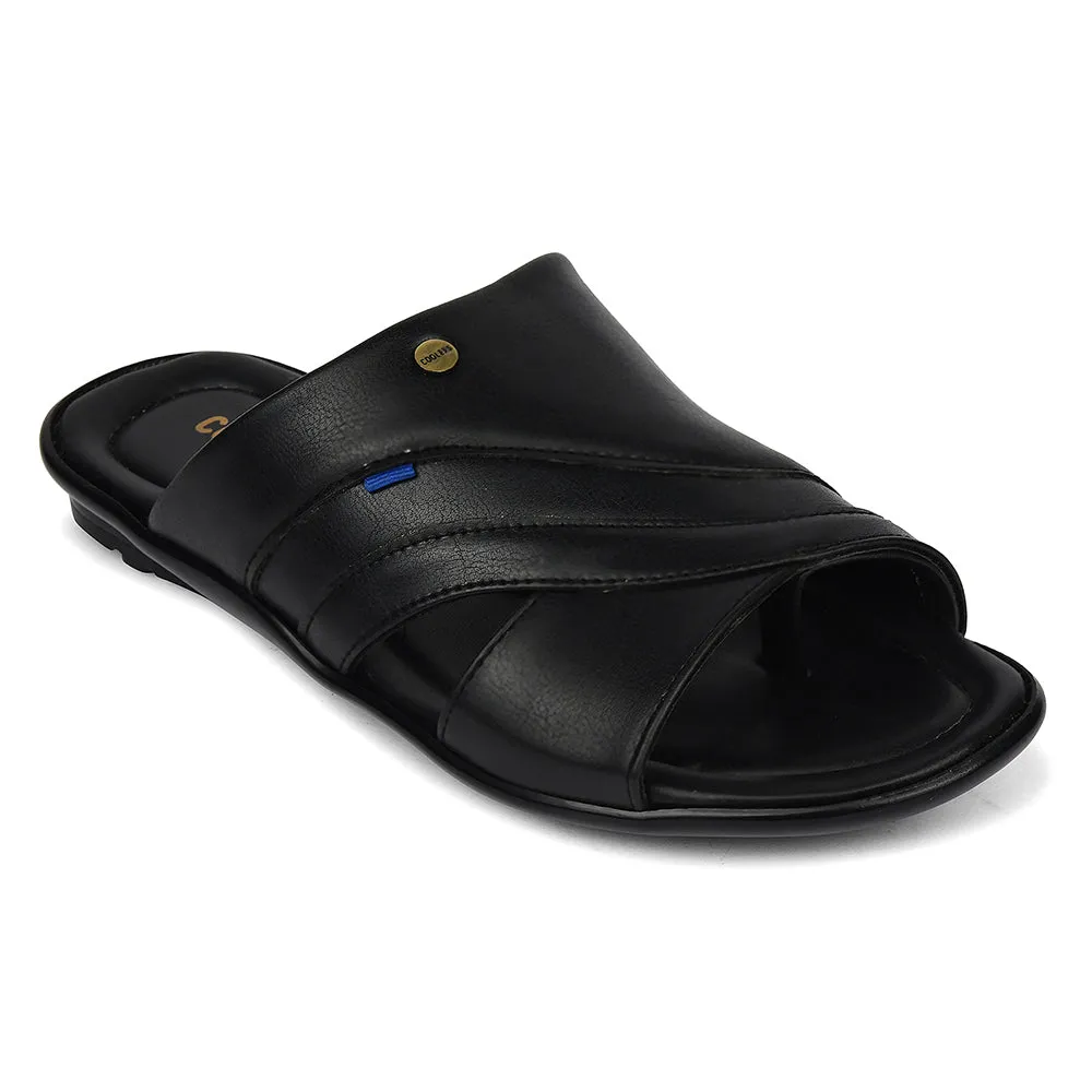 Coolers Black Casual Flat Sandal For Men SENTOS-1 By Liberty Shock Resistance athletes' choice