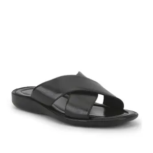 Seamless Comfort Lining Coolers Black Casual Slippers For Men CROSS-1E By Liberty