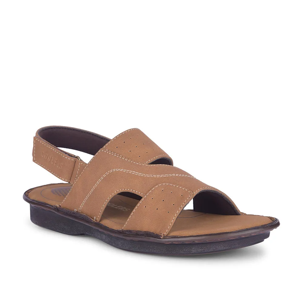 Coolers By Liberty Mens LIONARDO Tan Casual Sandal curved track running wear running in a boardwalk area shoes